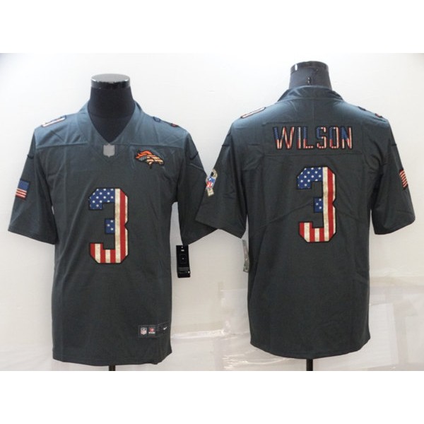 Denver Broncos #3 Russell Wilson Salute To Service USA Flag Fashion Limited Stitched Jersey