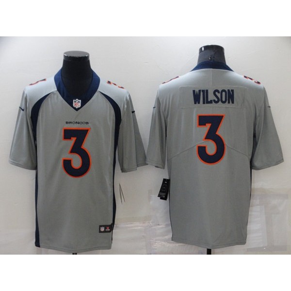 Denver Broncos #3 Russell Wilson Grey Stitched Jersey