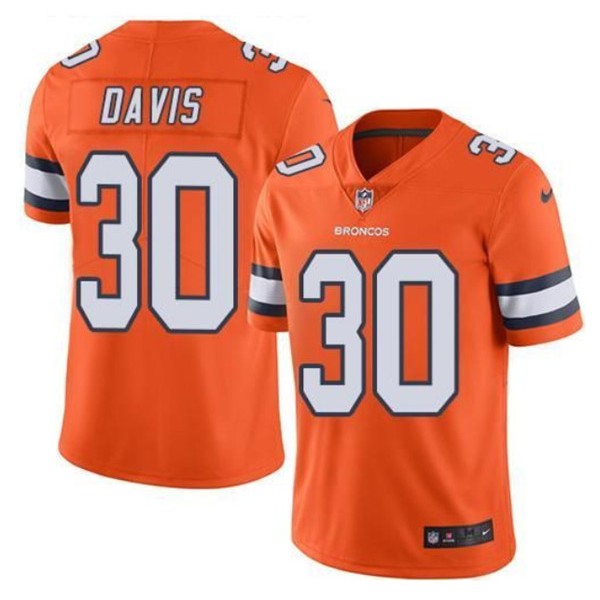 Denver Broncos #30 Terrell Davis Orange Vapor Untouchable Limited Stitched Jersey