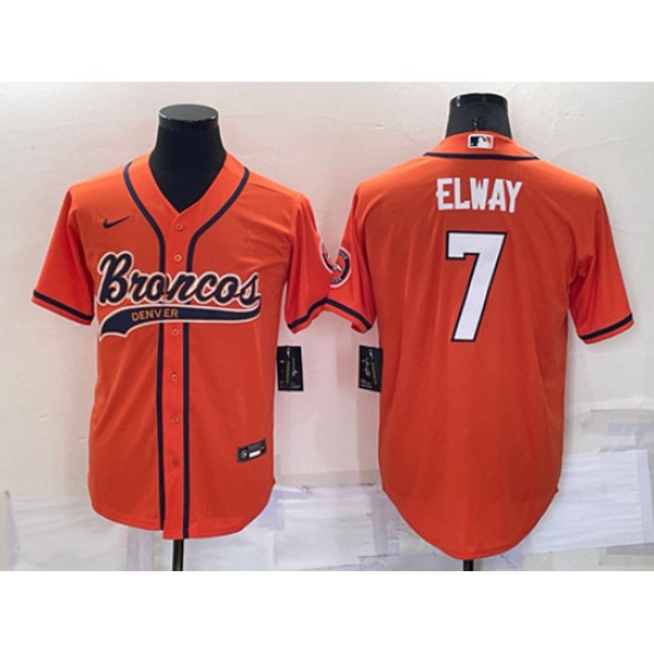 Denver Broncos #7 John Elway Orange Cool Base Stitched Baseball Jersey