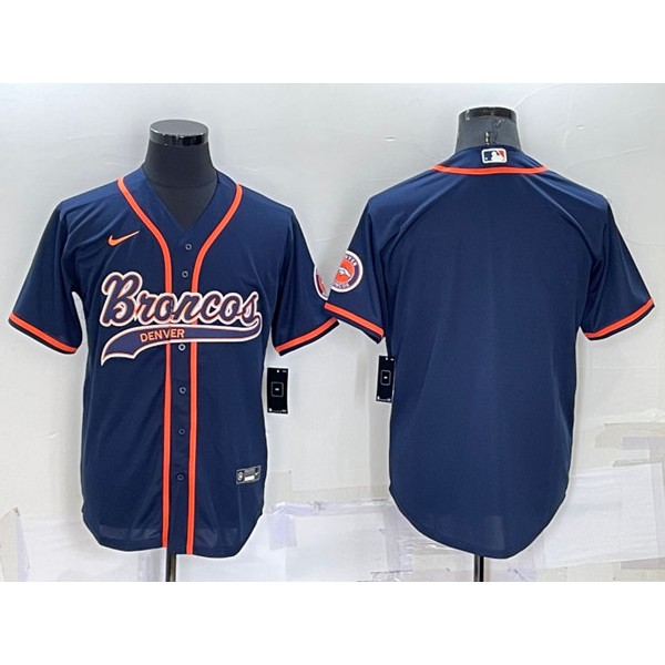 Denver Broncos Blank Navy Cool Base Stitched Baseball Jersey