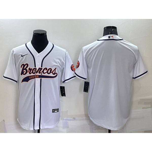 Denver Broncos Blank White Cool Base Stitched Baseball Jersey