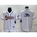 Denver Broncos White Team Big Logo With Patch Cool Base Stitched Baseball Jersey