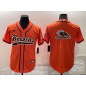Denver Broncos Orange Team Big Logo With Patch Cool Base Stitched Baseball Jersey