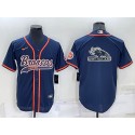 Denver Broncos Navy Team Big Logo With Patch Cool Base Stitched Baseball Jersey