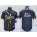 Denver Broncos Black Gold Team Big Logo With Patch Cool Base Stitched Baseball Jersey