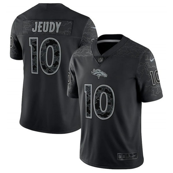 Denver Broncos #10 Jerry Jeudy Black Reflective Limited Stitched Football Jersey