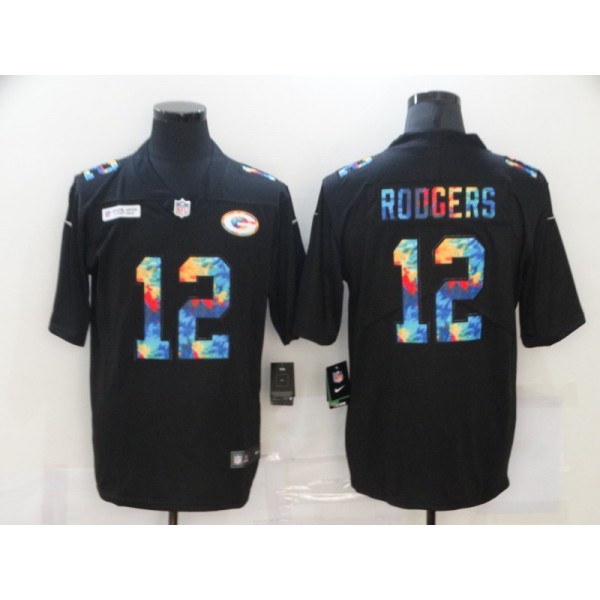 Green Bay Packers #12 Aaron Rodgers 2020 Black Crucial Catch Limited Stitched Jersey