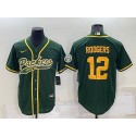 Green Bay Packers #12 Aaron Rodgers Green Cool Base Stitched Baseball Jersey