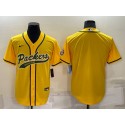 Green Bay Packers Blank Yellow Cool Base Stitched Baseball Jersey