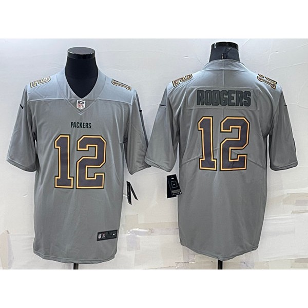 Green Bay Packers #12 Aaron Rodgers Gray Atmosphere Fashion Stitched Jersey