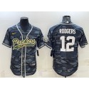Green Bay Packers #12 Aaron Rodgers Gray Camo With Patch Cool Base Stitched Baseball Jersey