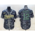 Green Bay Packers #12 Aaron Rodgers Gray Green Camo With Patch Cool Base Stitched Baseball Jersey