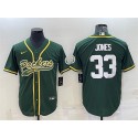 Green Bay Packers #33 Aaron Jones Green With Patch Cool Base Stitched Baseball Jersey