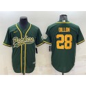 Green Bay Packers #28 A.J. Dillon Green Gold With Patch Cool Base Stitched Baseball Jersey