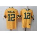 Green Bay Packers #12 Aaron Rodgers Yellow Stitched Limited Rush Nike Jersey