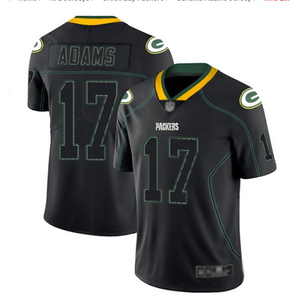 Green Bay Packers #17 Davante Adams Black Lights Out Color Rush Limited Stitched Jersey