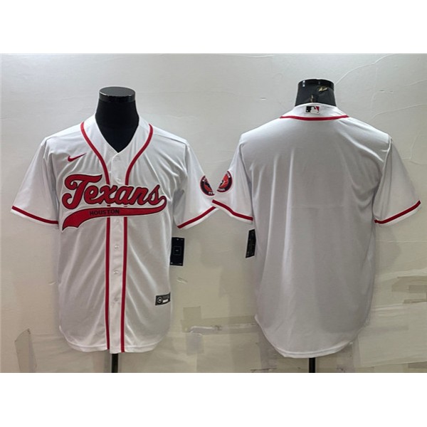 Houston Texans Blank White With Patch Cool Base Stitched Baseball Jersey