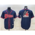 Houston Texans Navy Team Big Logo With Patch Cool Base Stitched Baseball Jersey