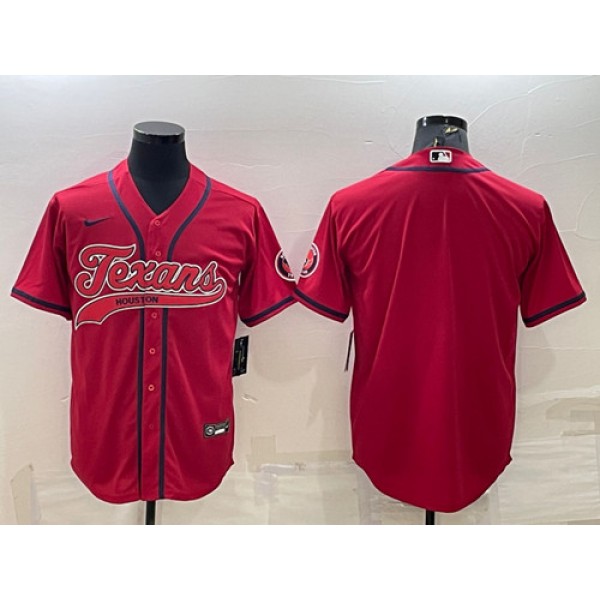 Houston Texans Blank Red With Patch Cool Base Stitched Baseball Jersey