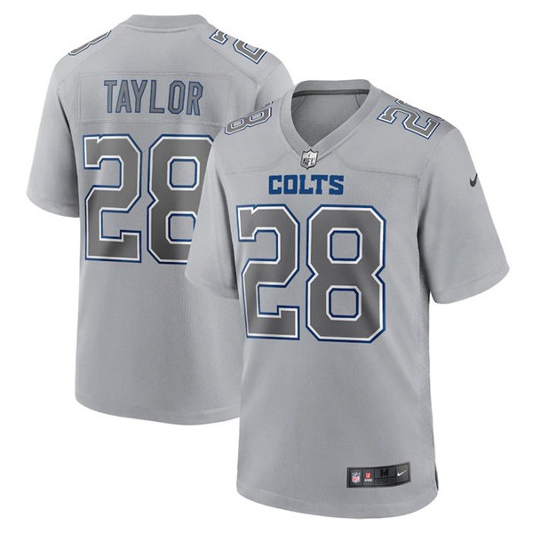 Indianapolis Colts #28 Jonathan Taylor Gray Atmosphere Fashion Stitched Game Jersey