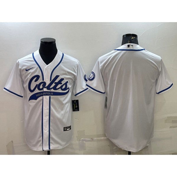 Indianapolis Colts Blank White Cool Base Stitched Baseball Jersey