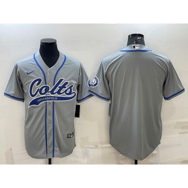 Indianapolis Colts Blank Gray Cool Base Stitched Baseball Jersey