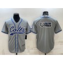 Indianapolis Colts Gray Team Big Logo With Patch Cool Base Stitched Baseball Jersey