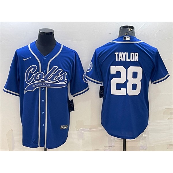 Indianapolis Colts #28 Jonathan Taylor Royal Cool Base Stitched Baseball Jersey