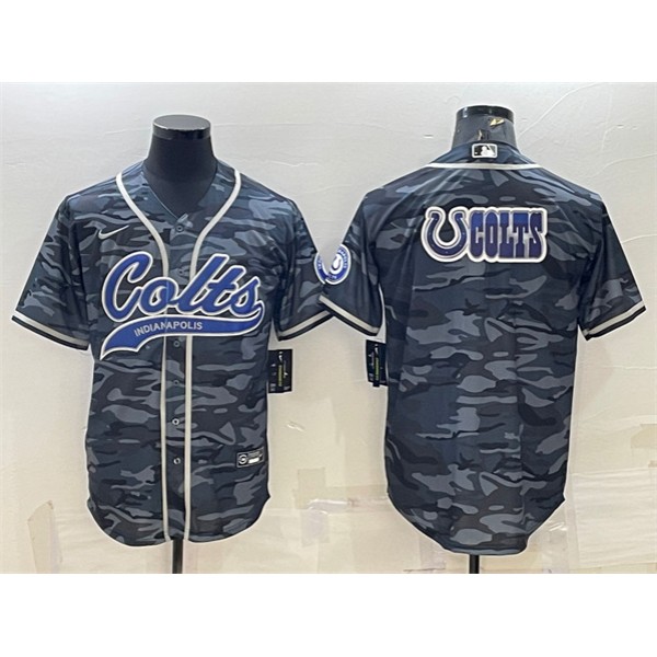 Indianapolis Colts Gray Camo Team Big Logo With Patch Cool Base Stitched Baseball Jersey