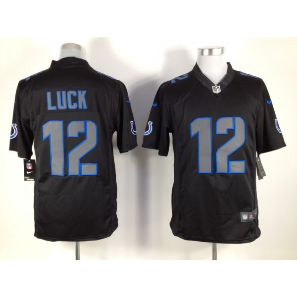 Indianapolis Colts #12 Andrew Luck Black Impact Limited Stitched Jersey