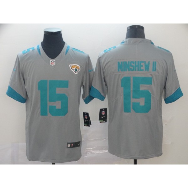 Jacksonville Jaguars #15 Gardner Minshew II Silver Inverted Legend Stitched Jersey