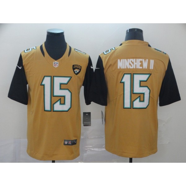 Jacksonville Jaguars #15 Gardner Minshew II Yellow Color Rush Stitched Jersey