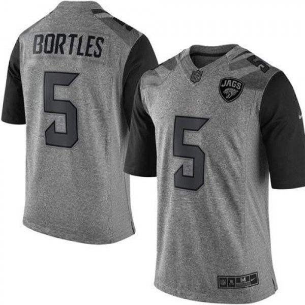 Jaguars #5 Blake Bortles Gray Stitched Limited Gridiron Gray Nike Jersey