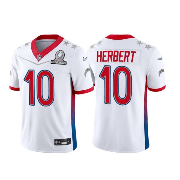 Los Angeles Chargers #10 Justin Herbert 2022 White Pro Bowl Stitched Jersey