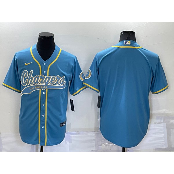 Los Angeles Chargers Blank Blue Cool Base Stitched Baseball Jersey
