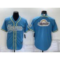 Los Angeles Chargers Blue Team Big Logo With Patch Cool Base Stitched Baseball Jersey