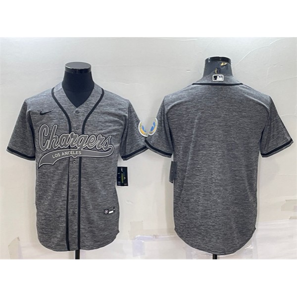 Los Angeles Chargers Blank Gray With Patch Cool Base Stitched Baseball Jersey