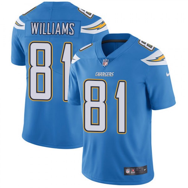 Los Angeles Chargers #81 Mike Williams Electric Blue Vapor Untouchable Limited Stitched Jersey