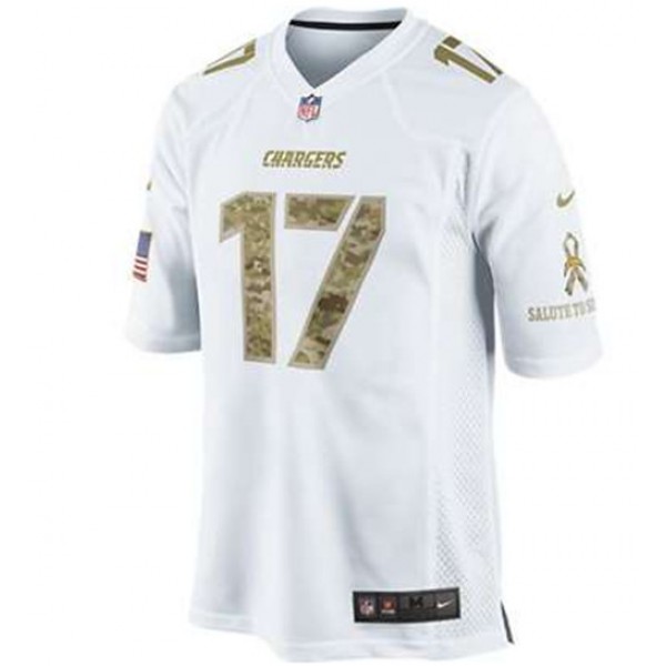 Los Angeles Chargers #17 Philip Rivers White Camo Salute To Srvice Stitched Jersey