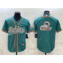 Miami Dolphins Aqua Team Big Logo With Patch Cool Base Stitched Baseball Jersey