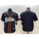 Miami Dolphins Blank Black With Patch Cool Base Stitched Baseball Jersey