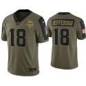 Minnesota Vikings #18 Justin Jefferson 2021 Olive Salute To Service Limited Stitched Jersey