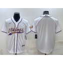 Minnesota Vikings Blank White With Patch Cool Base Stitched Baseball Jersey