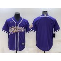 Minnesota Vikings Blank Purple With Patch Cool Base Stitched Baseball Jersey
