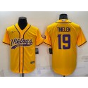 Minnesota Vikings #19 Adam Thielen Yellow With Patch Cool Base Stitched Baseball Jersey