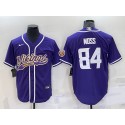 Minnesota Vikings #84 Randy Moss Purple With Patch Cool Base Stitched Baseball Jersey