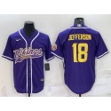 Minnesota Vikings #18 Justin Jefferson Purple Gold With Patch Cool Base Stitched Baseball Jersey