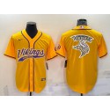 Minnesota Vikings Gold Team Big Logo With Patch Cool Base Stitched Baseball Jersey