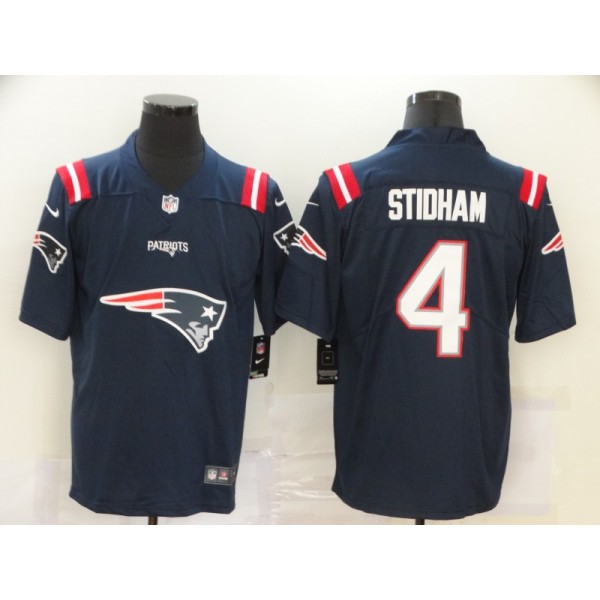 New England Patriots Navy #4 Jarrett Stidham Team Big Logo Limited Stitched Jersey